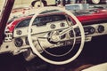 Vintage Classic Car Steering Wheel and Steering Wheel Royalty Free Stock Photo