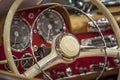 Vintage Classic Car Steering Wheel and Steering Wheel Royalty Free Stock Photo