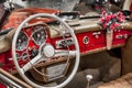 Vintage Classic Car Steering Wheel and Steering Wheel Royalty Free Stock Photo