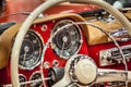 Vintage Classic Car Steering Wheel and Steering Wheel Royalty Free Stock Photo