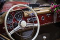 Vintage Classic Car Steering Wheel and Steering Wheel Royalty Free Stock Photo