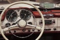 Vintage Classic Car Steering Wheel and Steering Wheel Royalty Free Stock Photo
