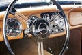 Vintage Classic Car Steering Wheel and Steering Wheel Royalty Free Stock Photo