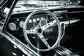 Vintage Classic Car Steering Wheel and Steering Wheel Royalty Free Stock Photo