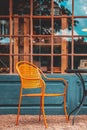 Vintage or classic chair of coffee shop cafe or restaurant at outdoor. Royalty Free Stock Photo