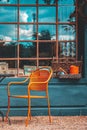 Vintage or classic chair of coffee shop cafe or restaurant at outdoor. Royalty Free Stock Photo