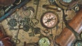 Vintage Classic Compass And Skeleton Keys