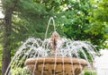 Vintage classic fountain decoration in green garden Royalty Free Stock Photo