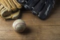 Vintage classic leather baseball glove and baseball ball isolated on white background Royalty Free Stock Photo