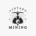 Vintage classic mining logo illustration