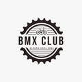 Vintage classic monochrome BMX logo, BMX club vector design