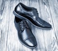 Vintage classic pair of black shoes. Royalty Free Stock Photo