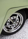 Vintage classic retro car close up of chrome wheel Royalty Free Stock Photo