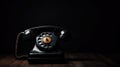 Vintage classic rotary dial black phone. Dark colour palette. Retro concept. Generative AI Royalty Free Stock Photo
