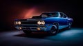 Vintage classic 1960s-70s Plymouth Roadrunner muscle car on a colorful background, AI-generated. Royalty Free Stock Photo