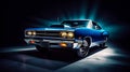 Vintage classic 1960s-70s Plymouth Roadrunner muscle car on a colorful background, AI-generated. Royalty Free Stock Photo