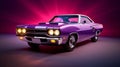 Vintage classic 1960s-70s Plymouth Roadrunner muscle car on a colorful background, AI-generated. Royalty Free Stock Photo