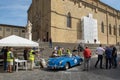 Vintage classic sports car engaged in a regularity competition in Arezzo