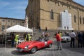 Vintage classic sports car engaged in a regularity competition in Arezzo