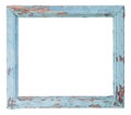 Vintage classical blue painted frame isolated on white Royalty Free Stock Photo