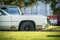 Vintage classical car in a parking lot Royalty Free Stock Photo