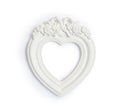 Vintage classical white frame in form of heart on white background