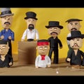 Vintage clay figurines of people with different emotions