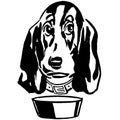 Vintage Clipart 256 basset hound dog face Royalty Free Stock Photo