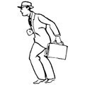 Vintage Clipart 188 Business Man Hurrying with Briefcase