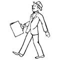 Vintage Clipart 183 Business Man Walking with Briefcase