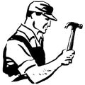 Vintage Clipart 135 Carpenter Man Hammering