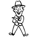 Vintage Clipart 168 Cartoon Man Presenting to His Right