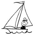 Vintage Clipart 89 Cartoon Sailor Sail Boat Captain