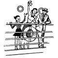 Vintage Clipart 106 Family Waving Bon Voyage From Ship Royalty Free Stock Photo