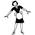 Vintage Clipart 150 Housewife Happy Surprise