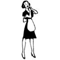 Vintage Clipart 149 Housewife Looking Hopeful to her Left