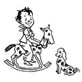 Vintage Clipart 57 Kid on Rocking Horse