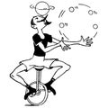 Vintage Clipart 178 Man Juggling on a Unicycle