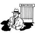 Vintage Clipart 268 Man Putting Money In Savings Bank