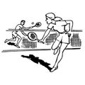 Vintage Clipart 105 Man and Woman Playing Tennis