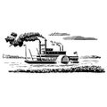 Vintage Clipart 65 Steam Paddle Boat on the Mississippi