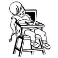 Vintage Clipart 55 Todder Boy Sleeping in High Chair