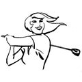 Vintage Clipart 85 Woman Finishing a Golf Drive