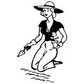 Vintage Clipart 174 Woman Gardening and Planting a Flower