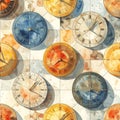 Vintage Clock Faces Pattern Royalty Free Stock Photo