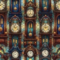 Vintage Clock Faces Stained Glass Pattern Royalty Free Stock Photo