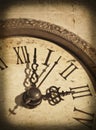 Vintage clock on grunge background