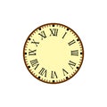 Simple Vintage Clock Vector with Roman Letters as Numbers on the Clockface