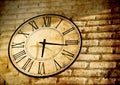 Vintage clock wall in grunge background