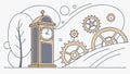 Vintage Clockwork Mechanism with Gears and Mechanical Components, vector design Generative AI Royalty Free Stock Photo